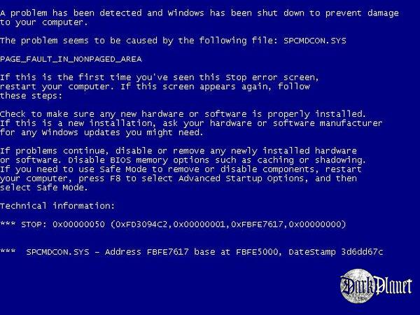 Blue screen of Death !! (also known as a Blue Screen of Doom)