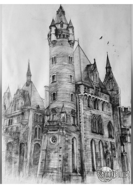 Zamek w Mosznej - rysunek 100x70 cm