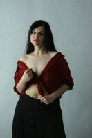 Lady in black & red